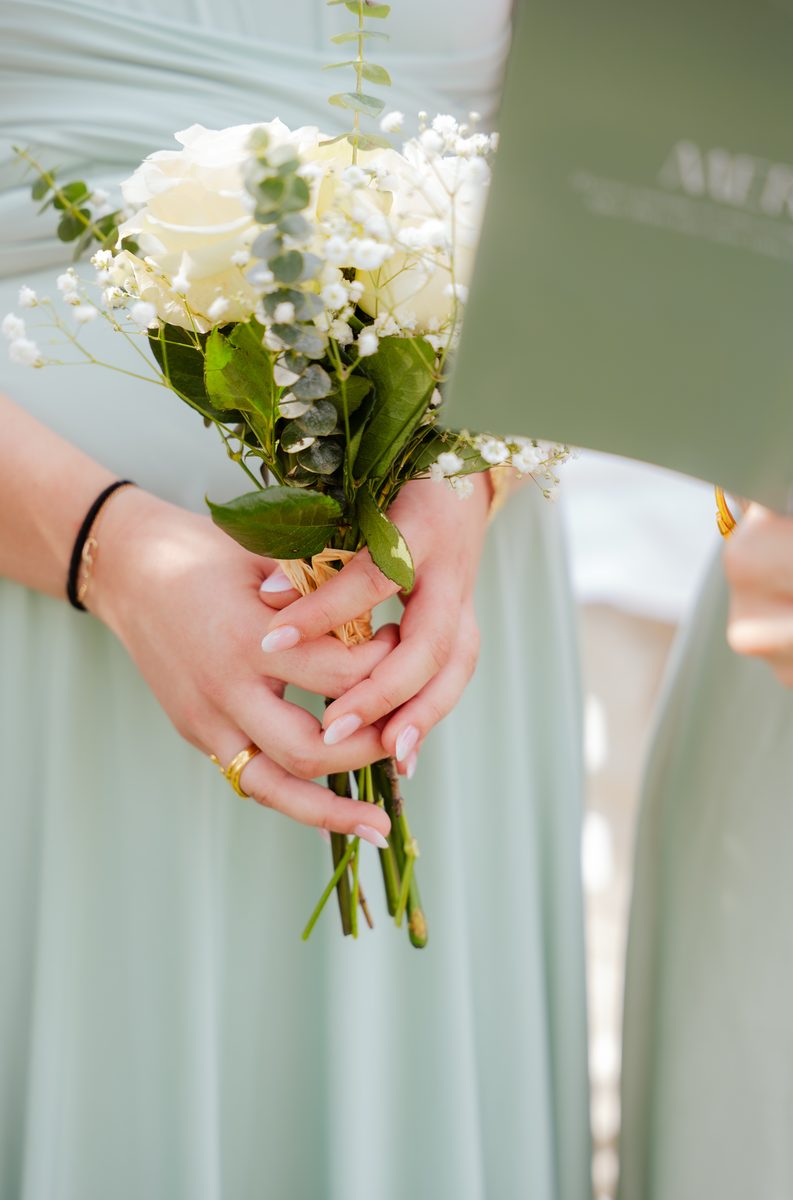 Gros plan du bouquet de la mariée – Mariage Domaine de Sarson